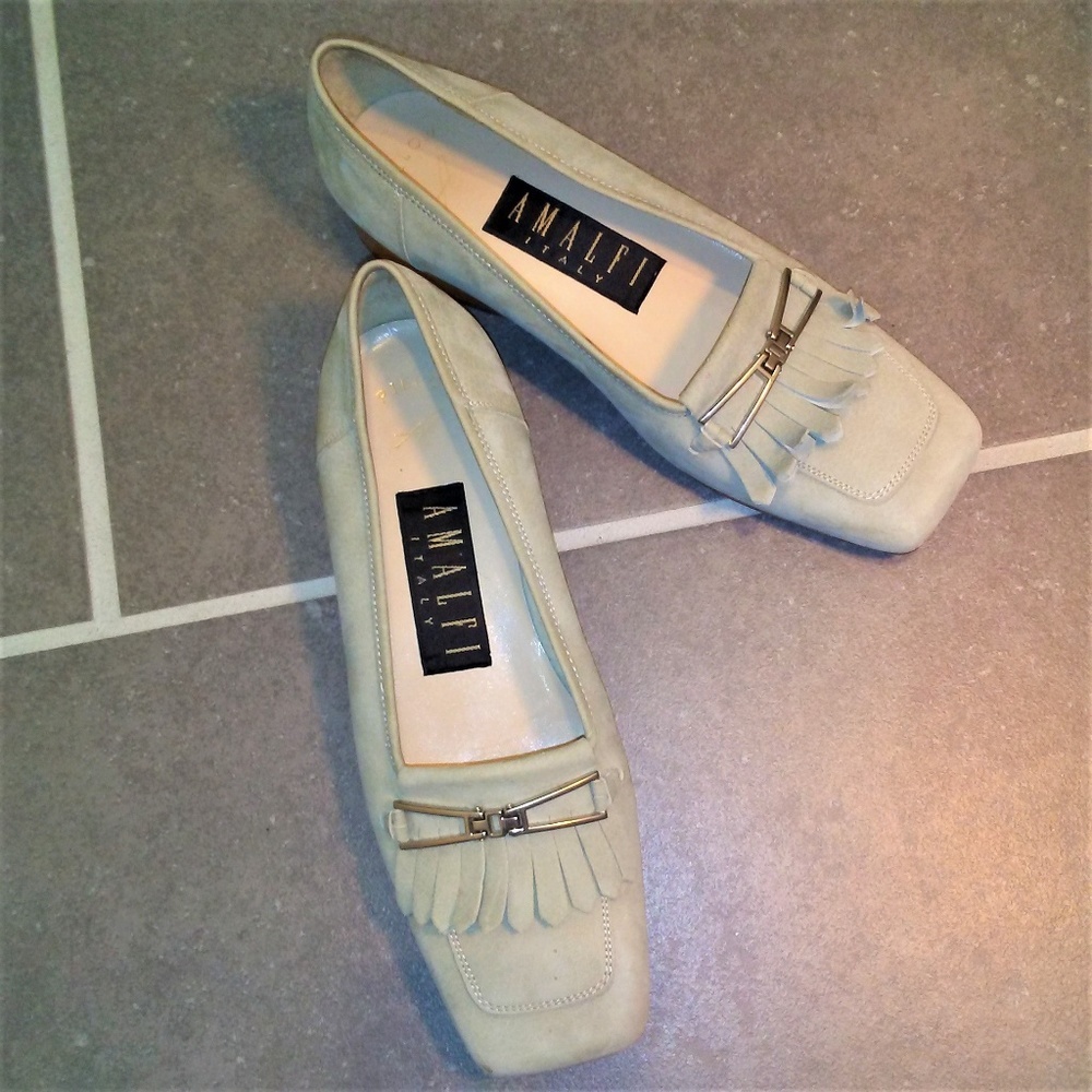 Amalfi Loafers Italian Made Leather Fringe Kiltie Style Womens 6B
